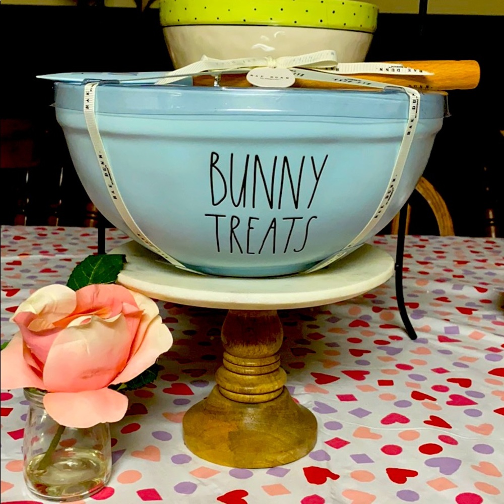 Rae Dunn MIXING BOWL/spatula🐰Blue BUNNY🐰TREATS🍪